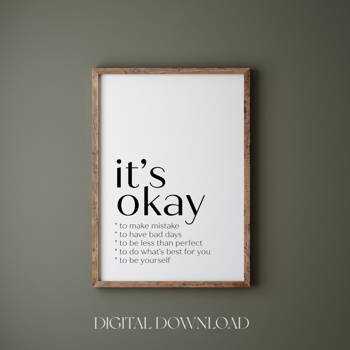 It's Okay Quote Art Print, Self Love Quote