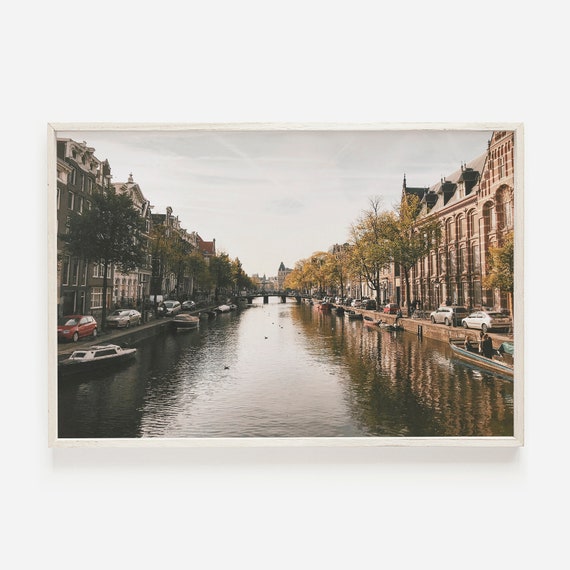 Amsterdam Canal Travel Poster, European Cityscape