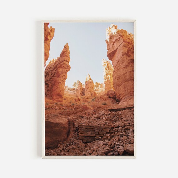 Towering Red Rock Canyon Walls From Below Utah Desert Poster