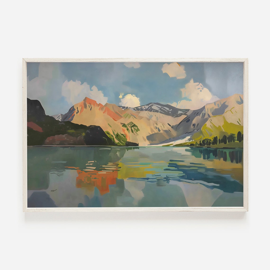 Katmai National Park Alaska Mountain Lake Autumn Painting Poster