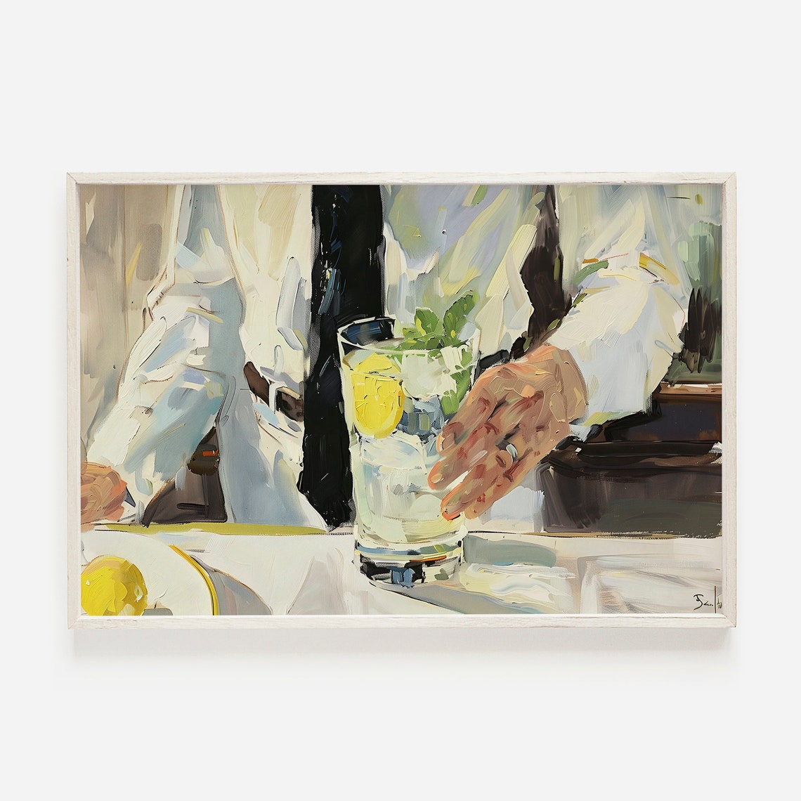 Bartender Serving Tom Collins Cocktail Vintage Bar Art Poster