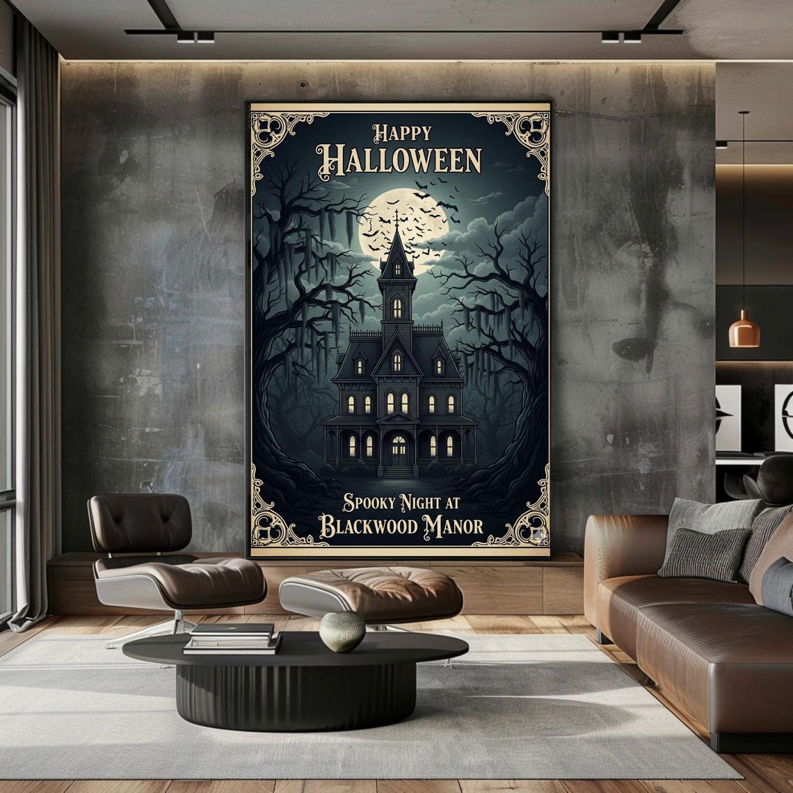 Happy Halloween Spooky Night at Blackwood Manor Haunted House Poster