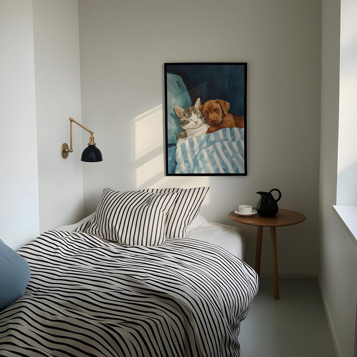 Sweet Sleeping Cat and Dog Cuddling Cute Animal Nursery Poster - Image 4