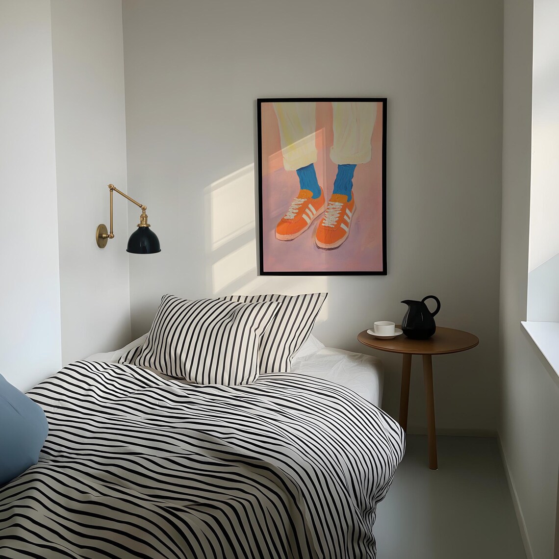Retro Orange Sneakers With Stripes 70s Fashion Illustration Poster - Image 4