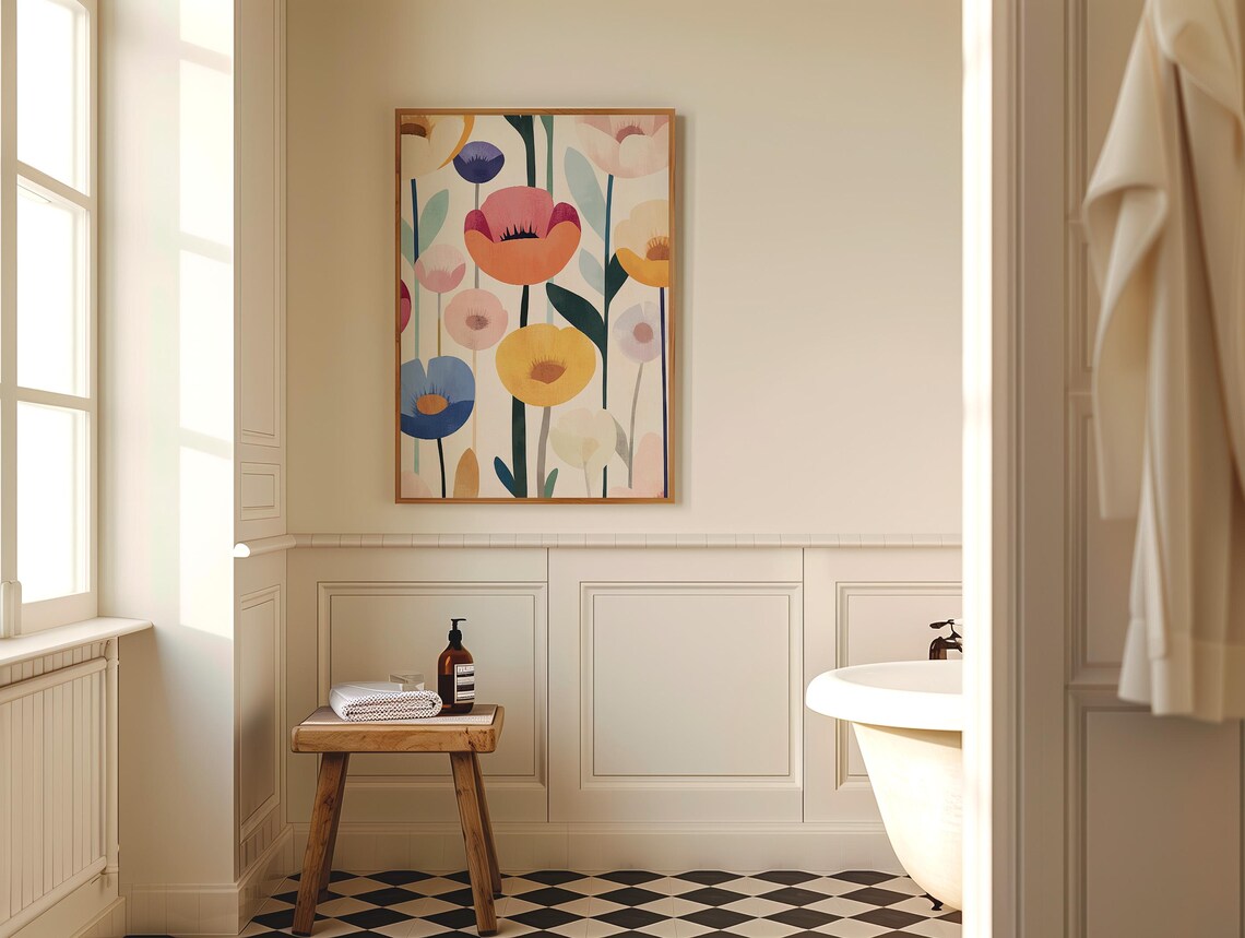 Cheerful Colorful Abstract Flower Market Modern Floral Poster - Image 2