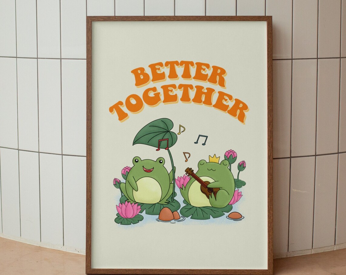 Cute Quote Wall Print Frog Print Retro Wall Art Inspirational Print Print Wall Decor Retro Poster Housewarming Gift