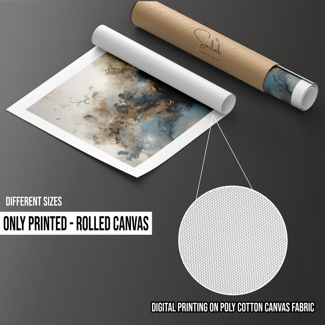 Light Blue Beige Soft Abstract Wash Modern Minimalist Wall Art - Image 3