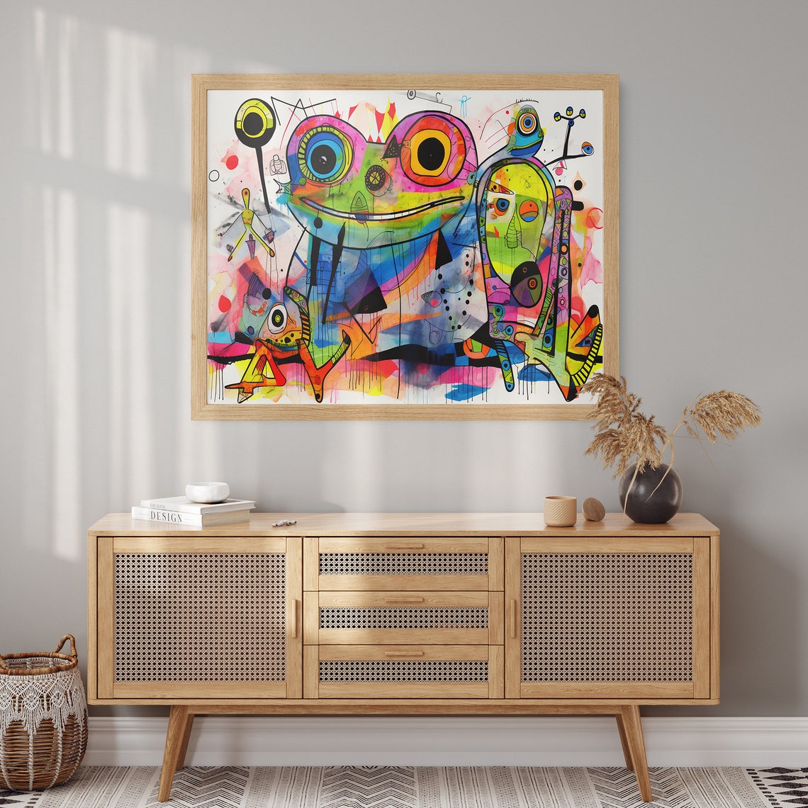 Playful Colorful Abstract Frog Painting Whimsical Modern Art Poster - Image 2