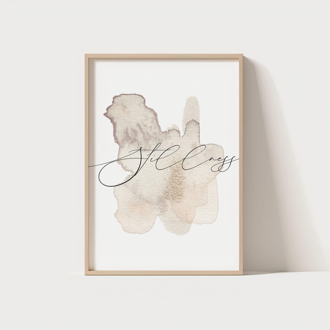 Stillness Wall Art Minimalist Calming Quote Poster Neutral Watercolor Print Modern Serenity Decor Mindfulness