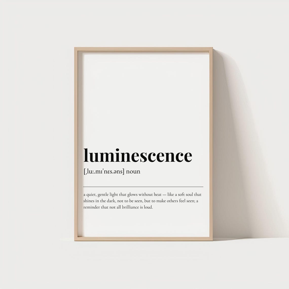 Luminescence Gentle Light Dictionary Definition Minimalist Word Poster