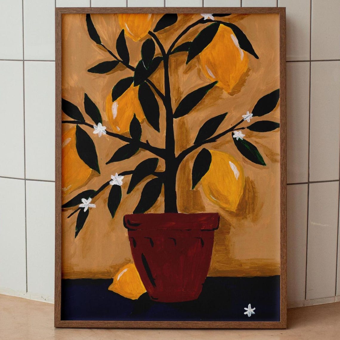 Lemon Tree Art Print Botanical Wall Decor Kitchen Or Home Natureinspired Illustration Bright Modern Plant Poster