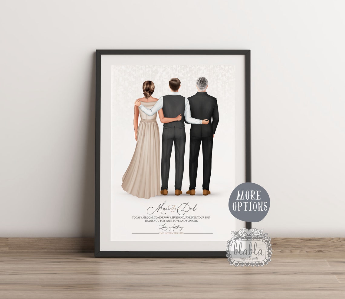 Personalised Parents Of The Bride Gift Groom And Parents Portrait Art Mother Of The Groom Custom Mother Of Bride Gift Wedding Gift - Image 2