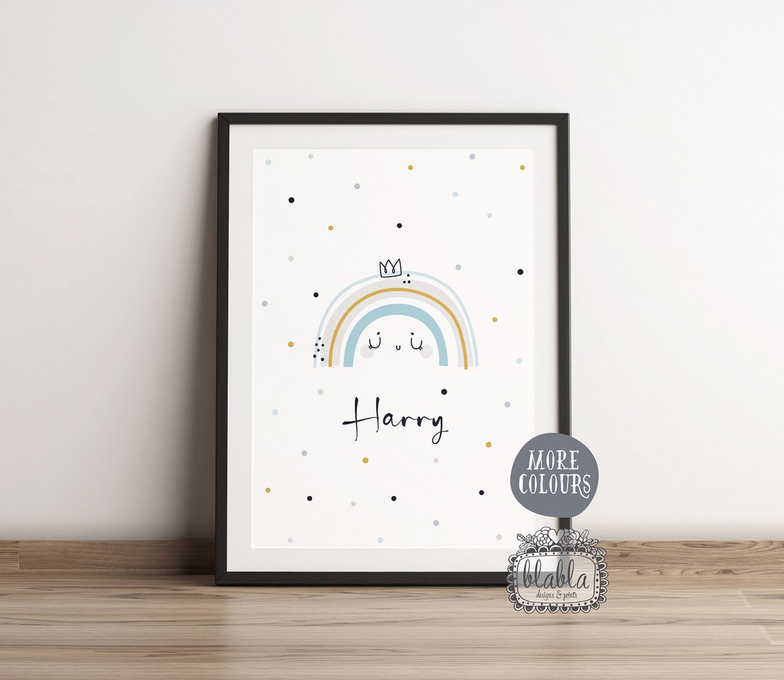 Charlotte Rainbow Crown Personalised Baby Name Nursery Wall Art - Image 2