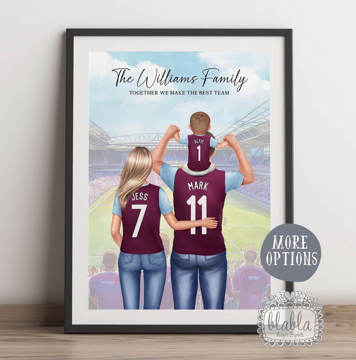 The Williams Family Best Team Maroon Soccer Kits Stadium Poster