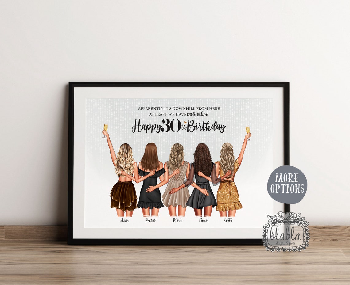 Five Best Friends Happy 21st Birthday Group Party Squad Poster - Image 2