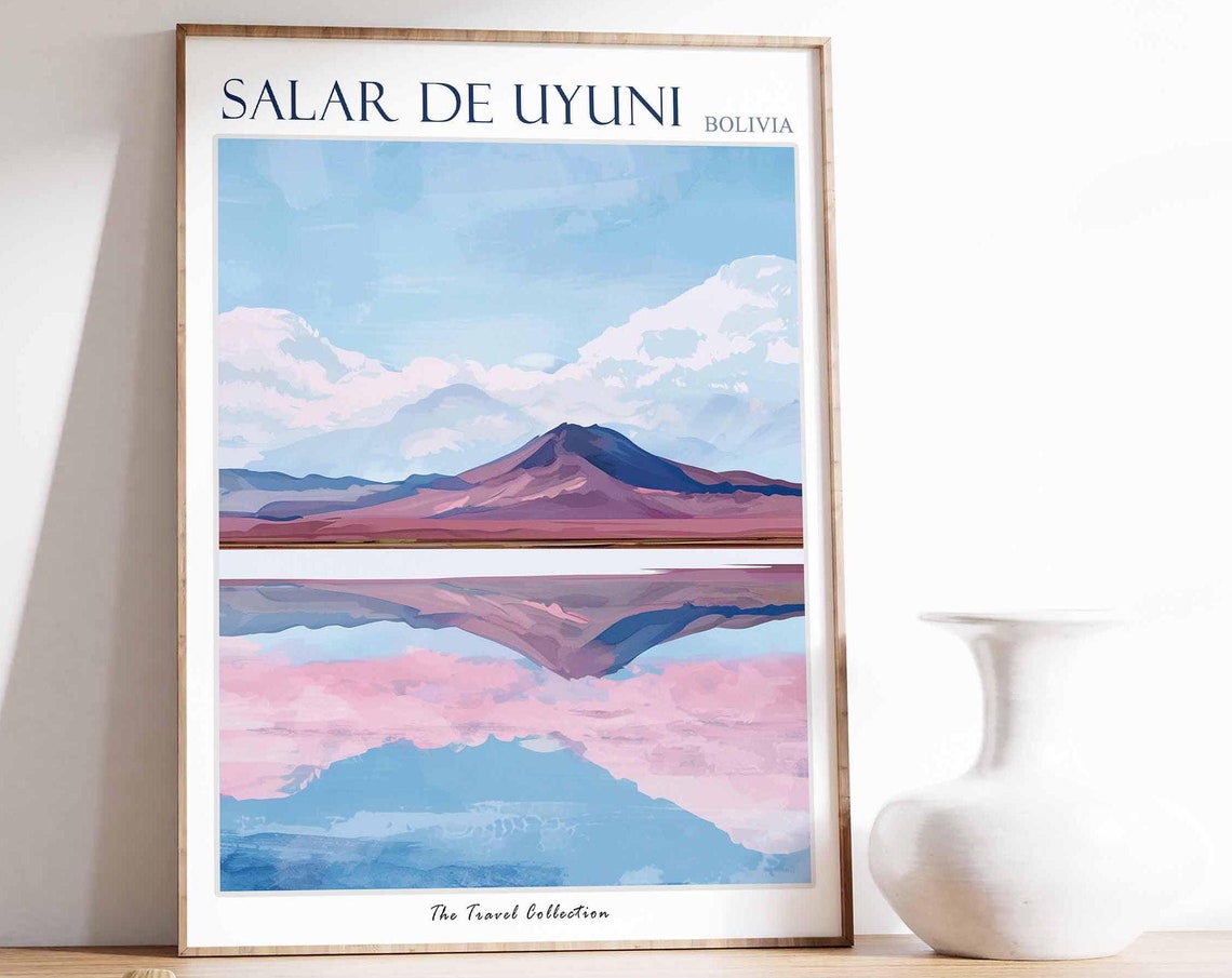 Salar De Uyuni Poster Bolivia Travel Print Bolivian Decor South America Travel Poster Salar De Uyuni Gift Salar De Uyuni Travel Poster