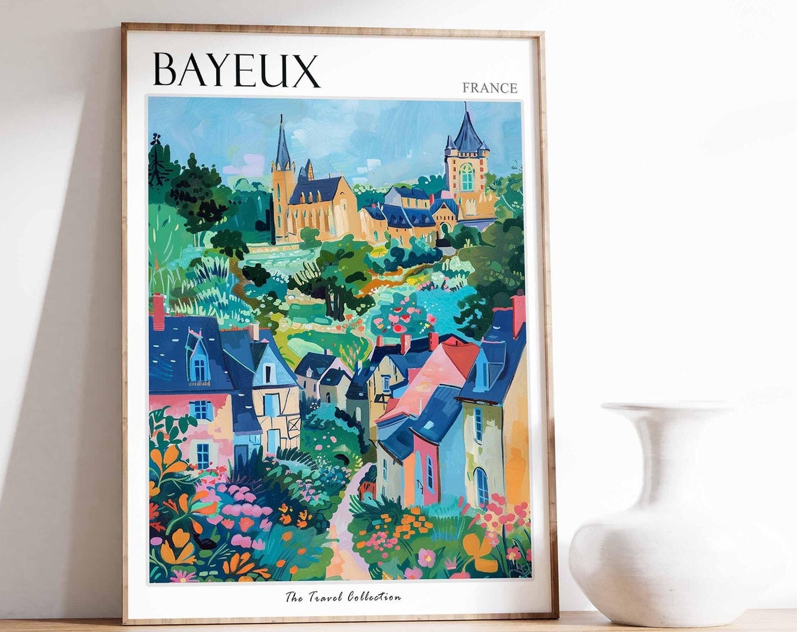 Bayeux Poster France Travel Print French Decor Europe Travel Poster Annecy Wall Art European Decor Bayeux Gift Bayeux Travel Poster