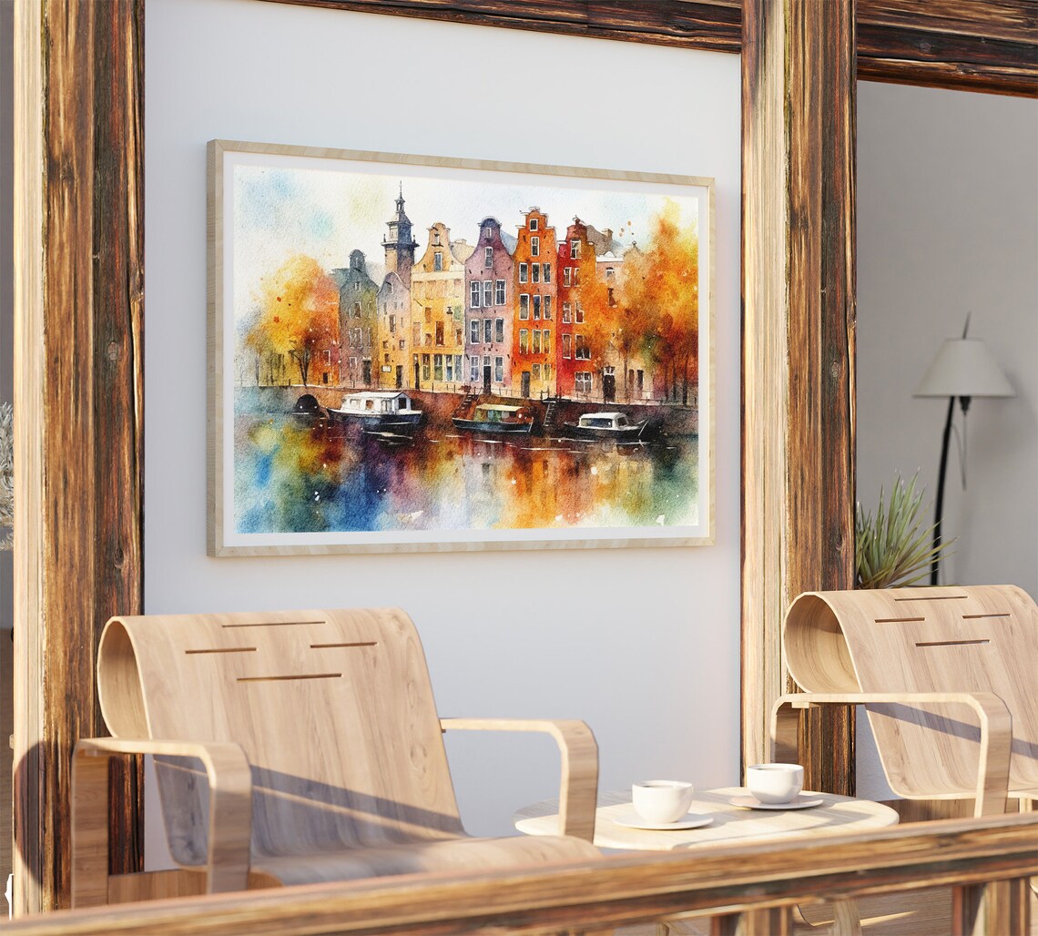 Amsterdam Watercolor Cityscape, Old Town Art Print - Image 3