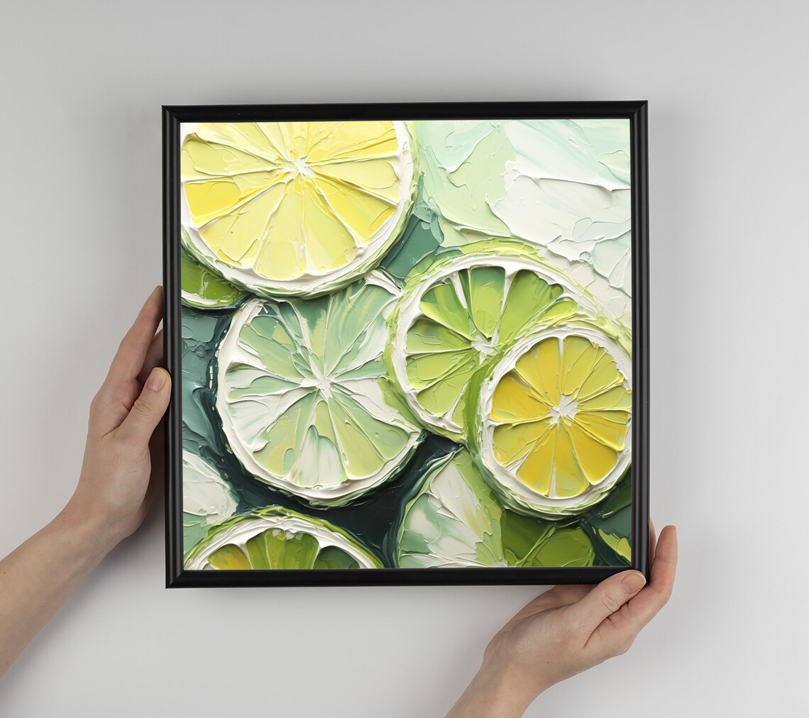 Lime Slices Oil Painting, Kitchen Wall Art Print - Image 3