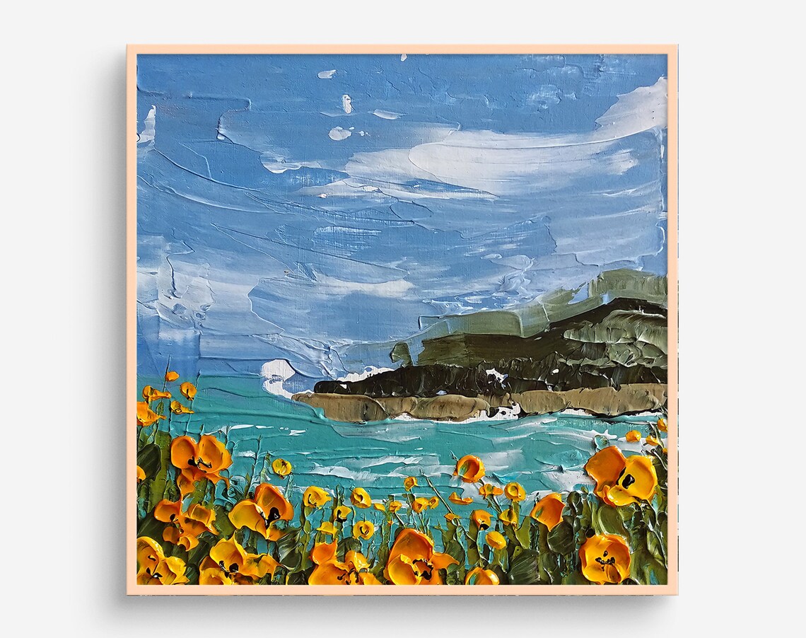 Big Sur California Poppy Seascape Poster Print