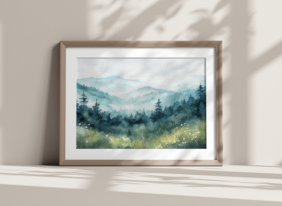Blue Ridge Parkway Watercolor Landscape, Travel Poster - Image 2