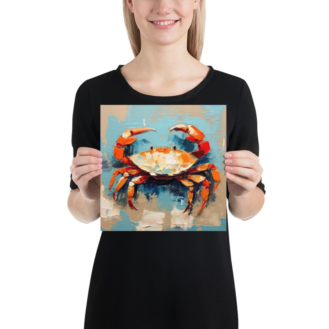 Crab Oil-Painting Style Art Print, Sea Life Decor - Image 3