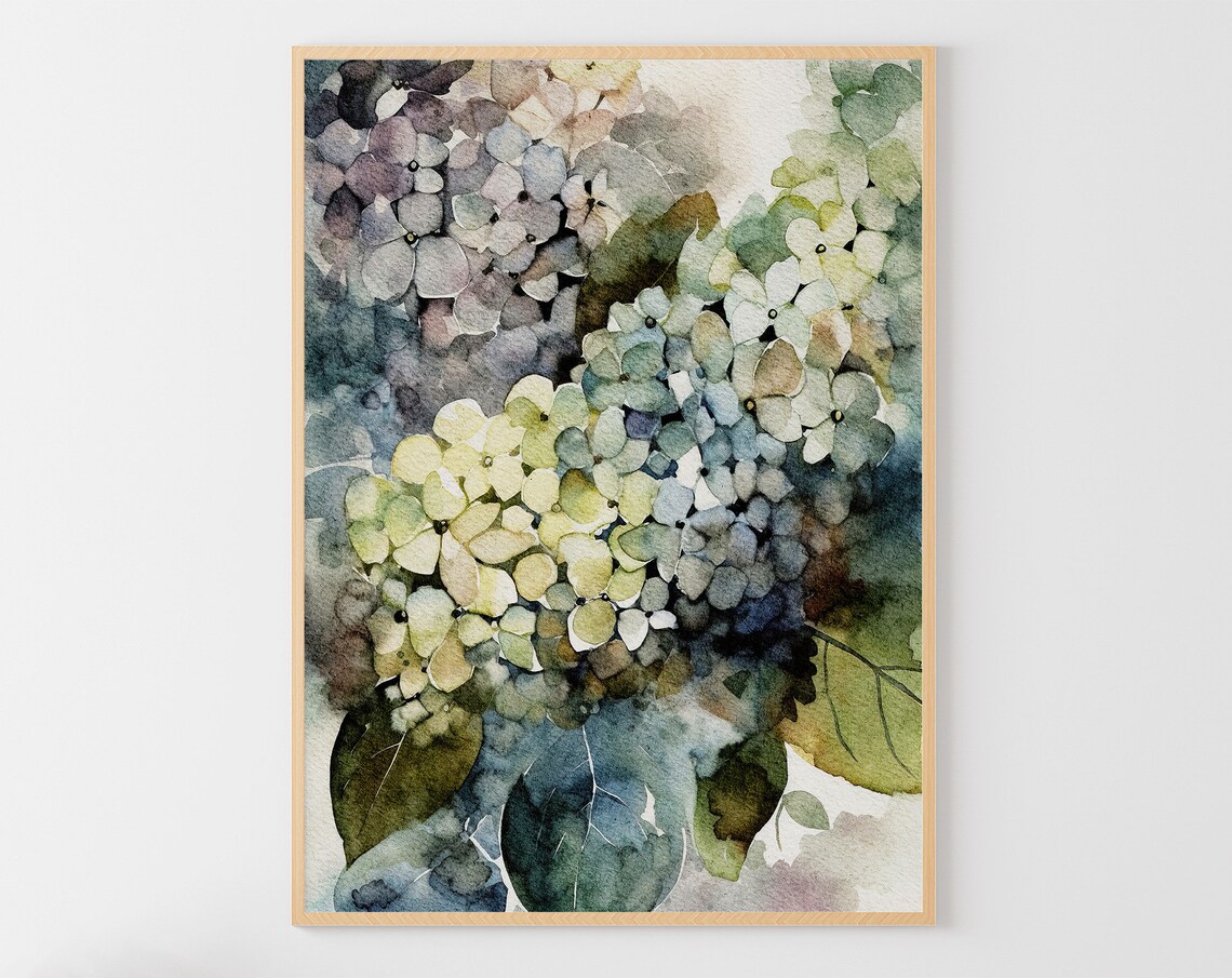 Hydrangea Watercolor Botanical Floral Art Print