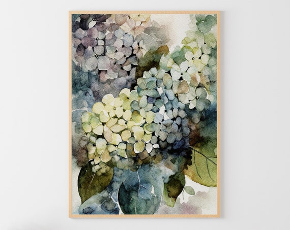 Hydrangea Watercolor Botanical Floral Art Print
