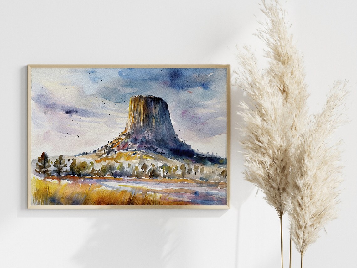 Devils Tower Watercolor Travel Poster, Wyoming Monument - Image 5