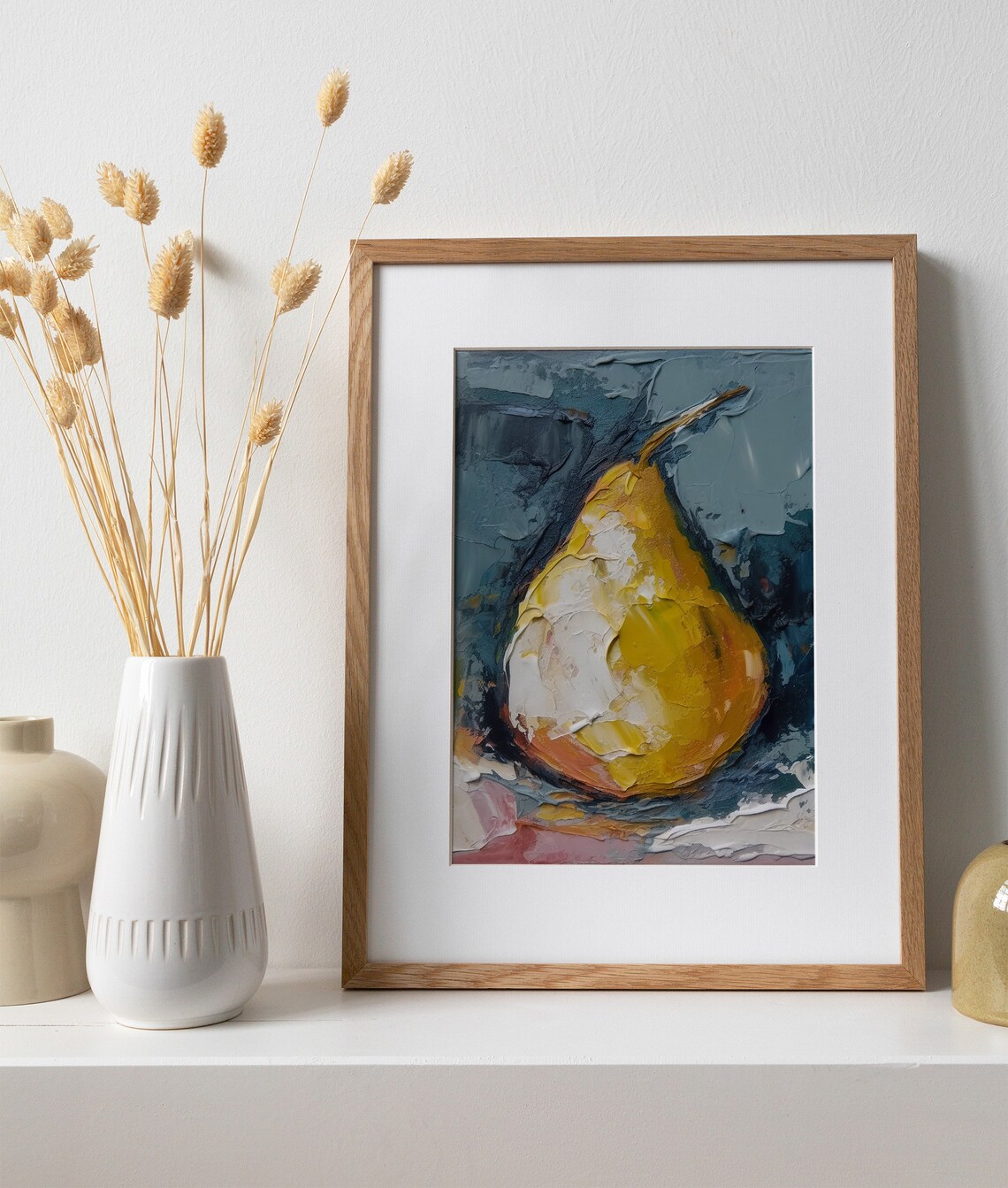 Pear Oil-Painting-Style Fruit Art Print for Kitchen - Image 2