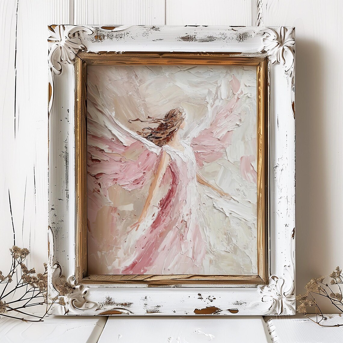 Guardian Angel Christmas Oil Painting Art Print - Image 5