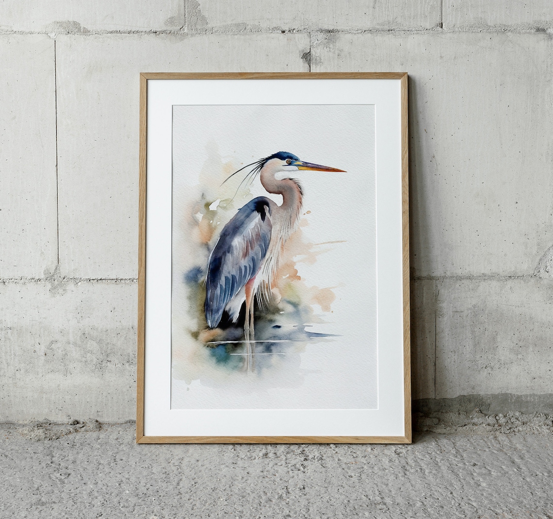Great Blue Heron Watercolor Bird Art Print, Coastal Poster - Image 3