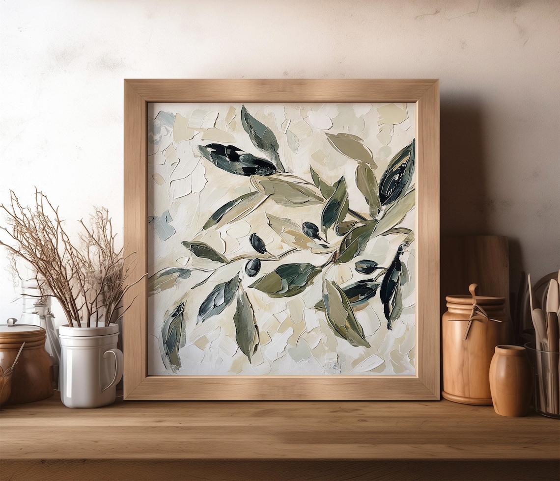 Olive Branch Botanical Art Print, Kitchen Wall Art - Image 3