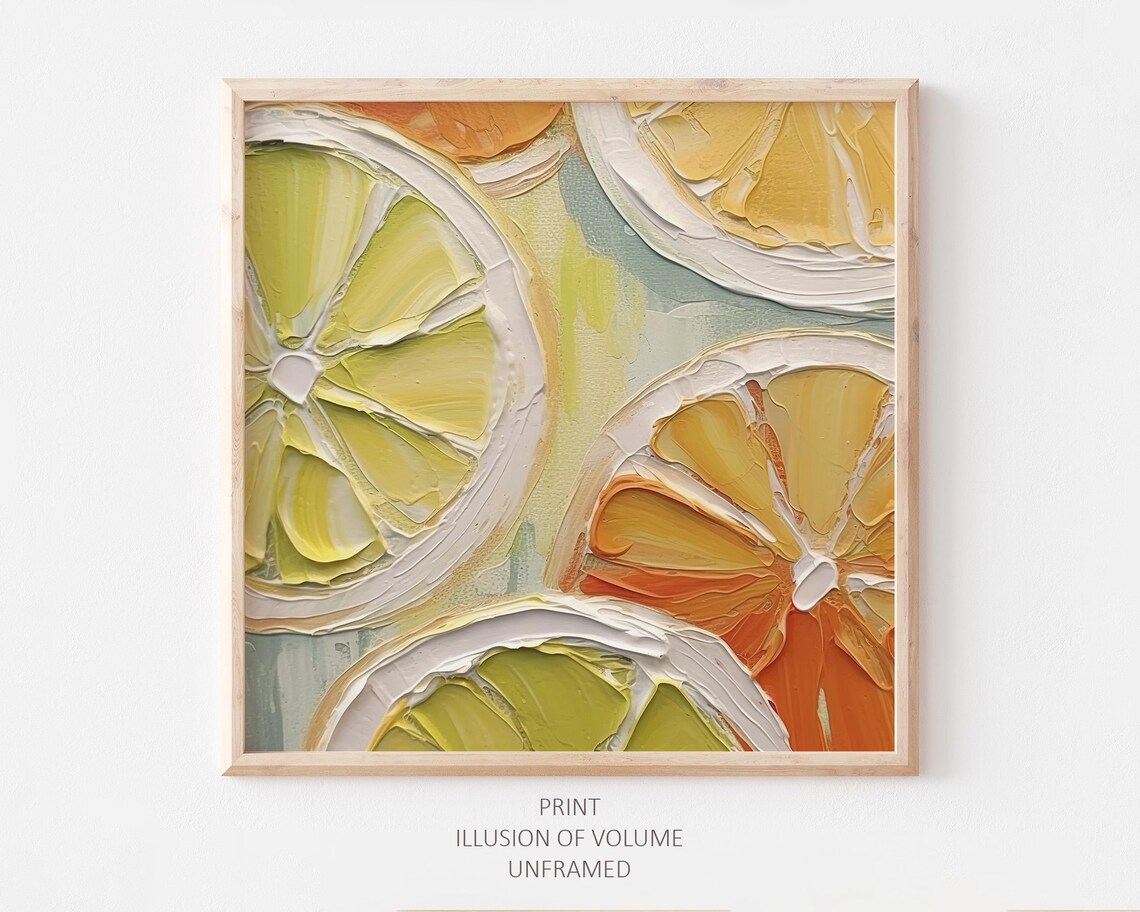 Orange Slices, Oil-Painting Style Kitchen Art Print