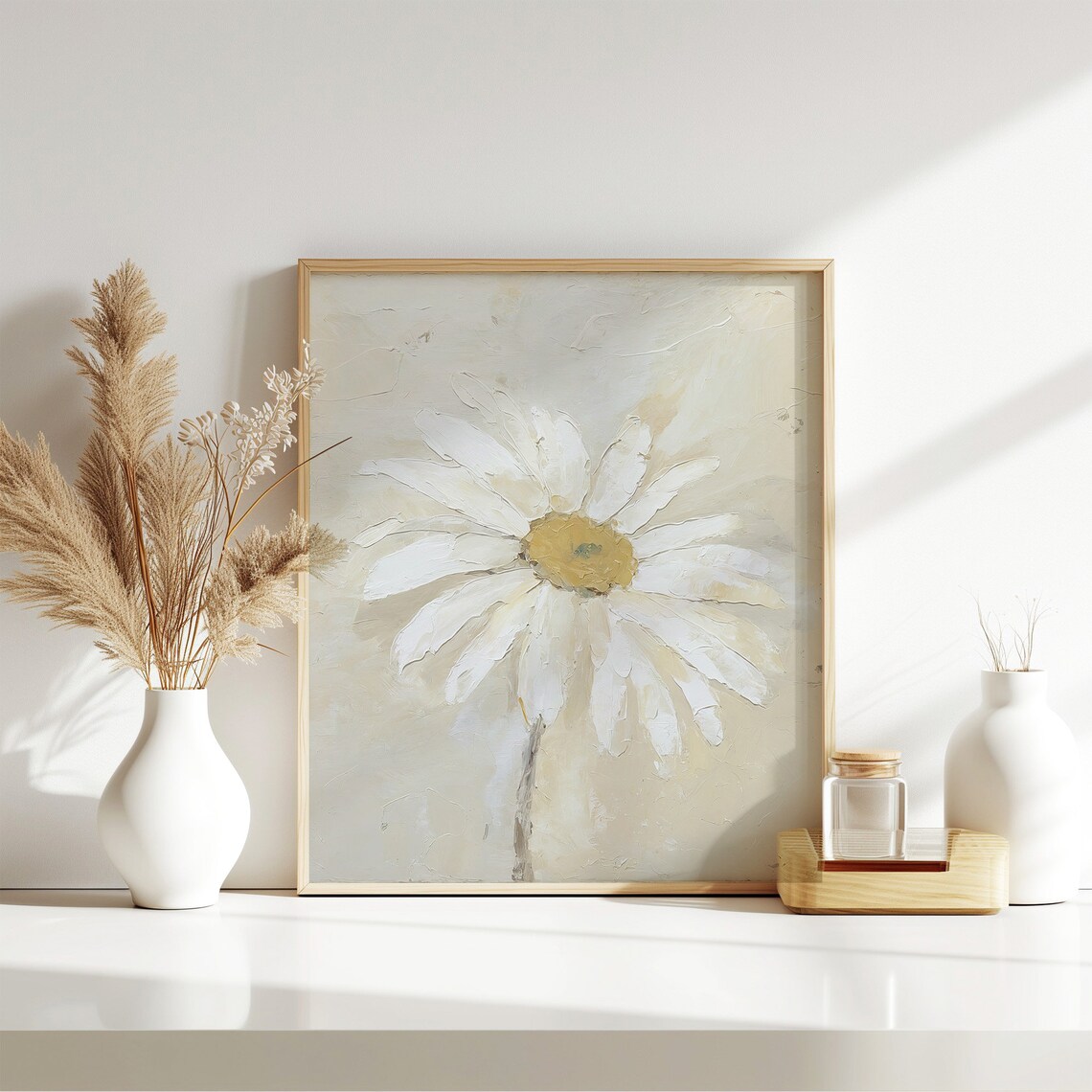 Daisy Flower Oil Painting, Minimalist Floral Art Print - Image 5