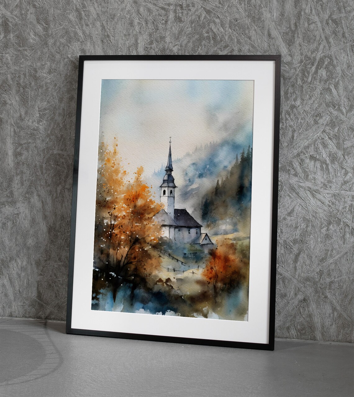 Church Watercolor Art Print, Historic Country Chapel - Image 3
