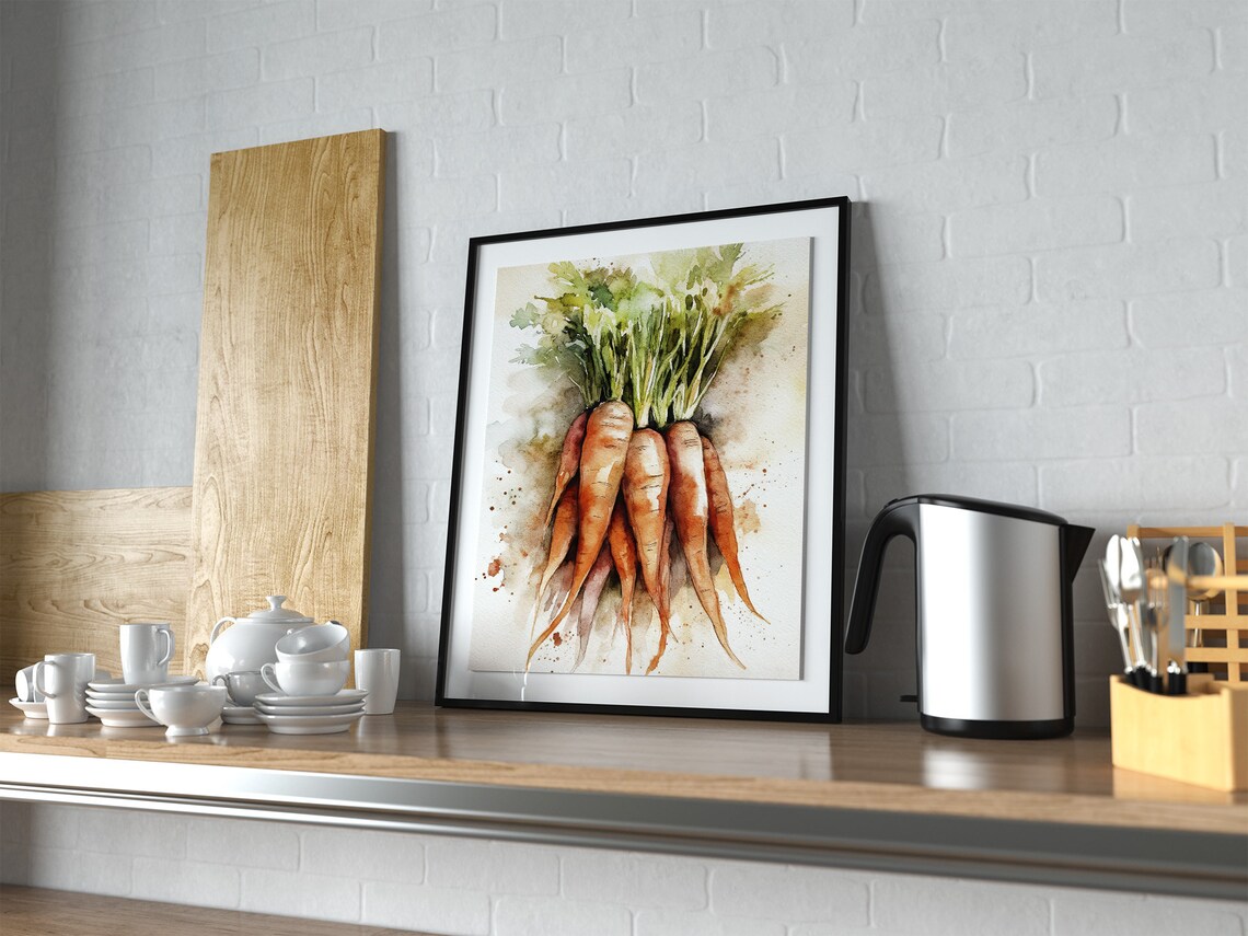 Carrot Watercolor Art Print, Farmhouse Kitchen Decor - Image 3