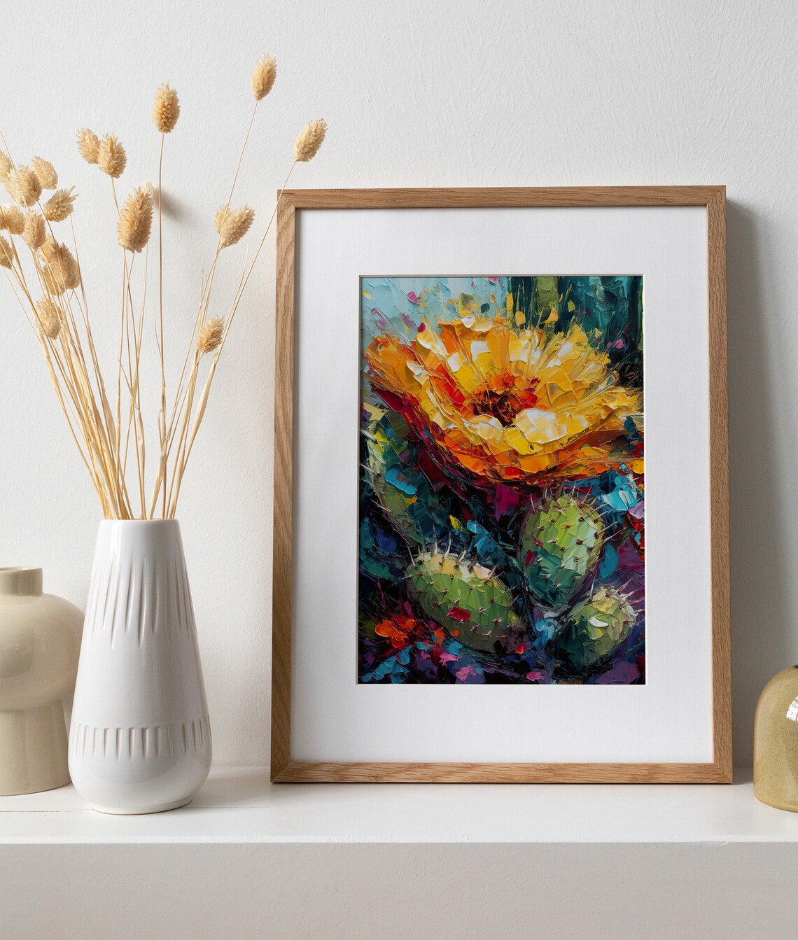 Cactus Flower Oil Painting, Arizona Desert Art Print - Image 2