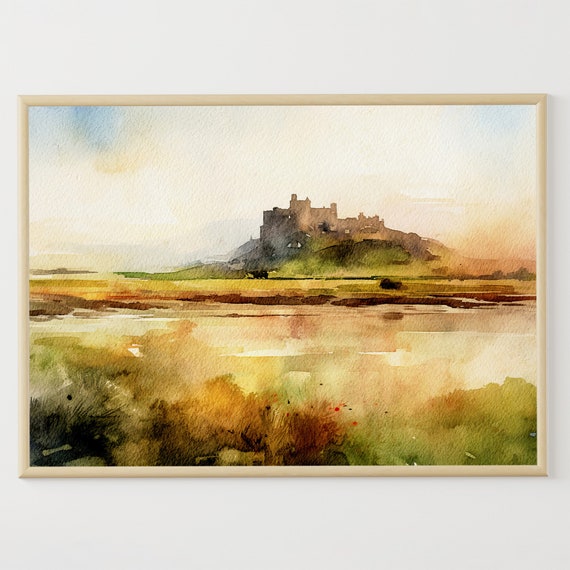 Scottish Castle Scotland Landscape Watercolor Scotland Highlands Art Print Castle Poster