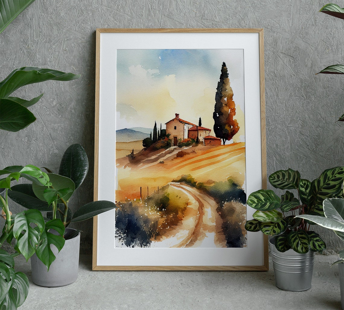Tuscany Painting Italian Landscape Farmhouse Watercolor Art Print Italian Countryside Poster - Image 5
