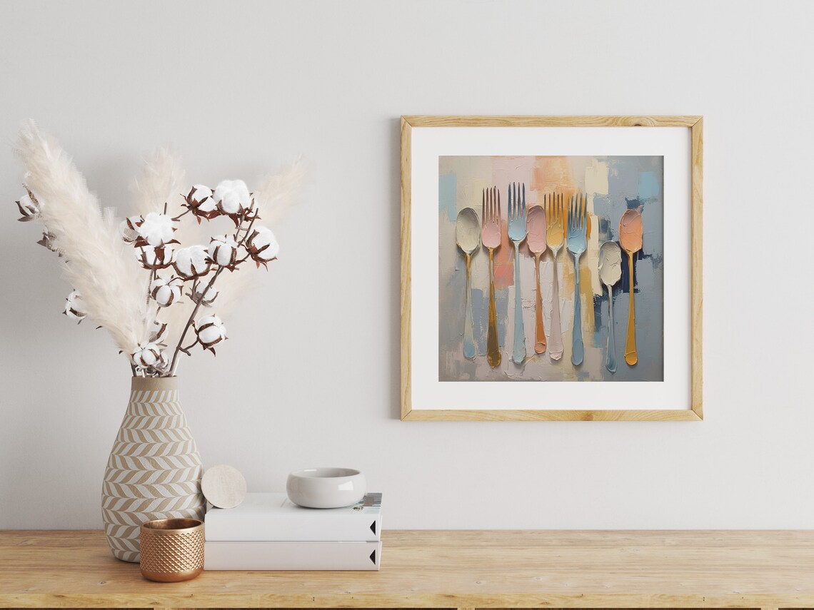 Spoons and Forks Oil-Painting-Style Kitchen Art Print - Image 4