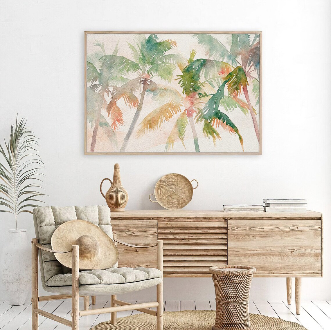 Palm Trees Watercolor Art Print, Tropical Coastal - Image 4