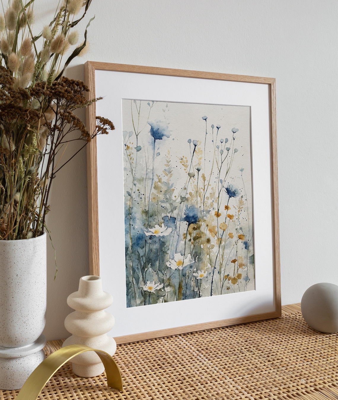 Wildflowers Watercolor Meadow Art Print, Neutral Floral - Image 5