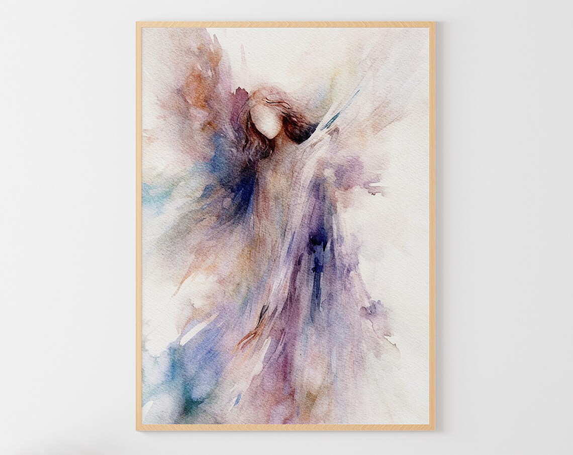 Abstract Angel Art Print, Guardian Angel Wall Art