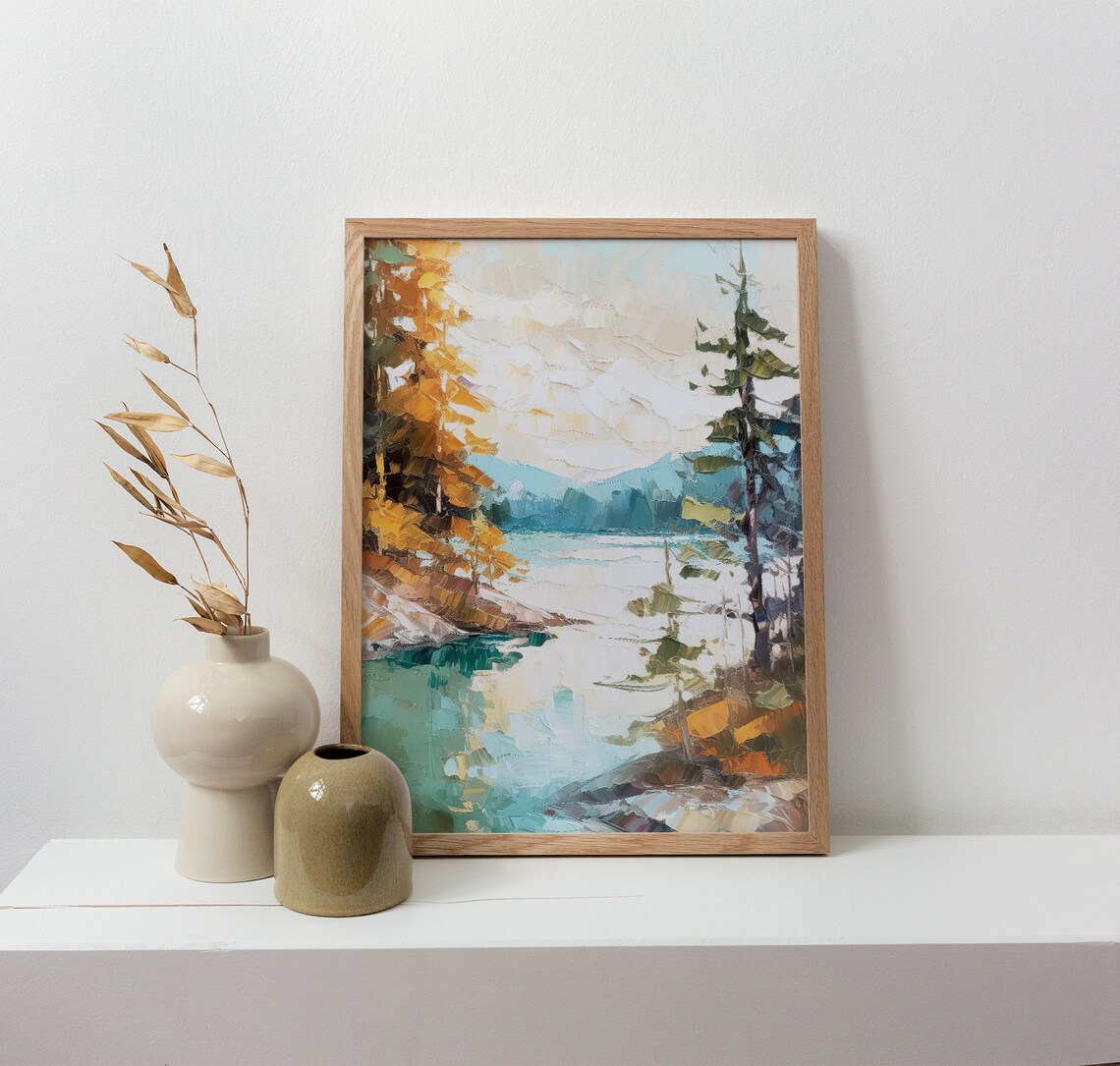 Lake Tahoe Oil Painting, California Landscape Art Print - Image 4