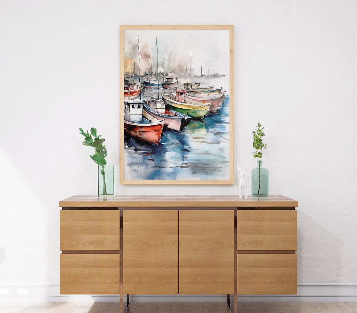 Marina Sailboats Watercolor Nautical Poster Print - Image 4
