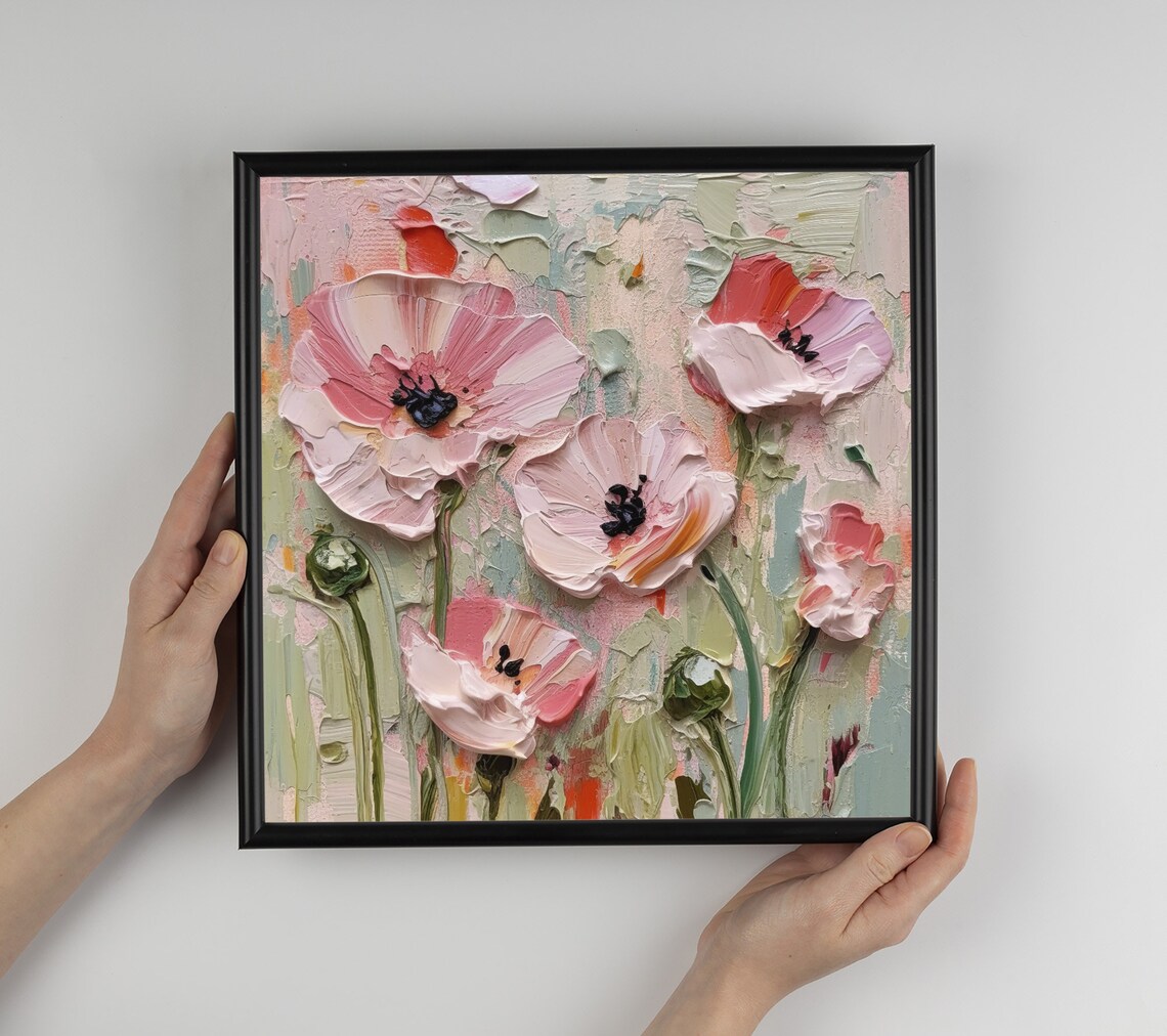 Poppy Wildflowers, Floral Oil Painting Art Print - Image 5