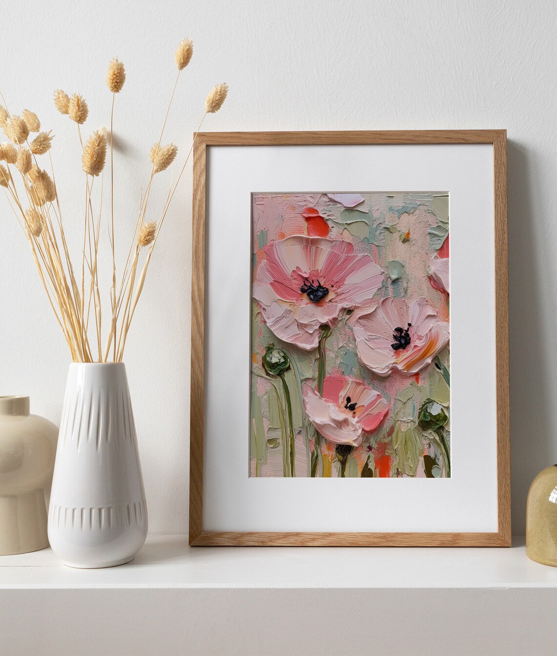 Poppy Wildflowers, Floral Oil Painting Art Print - Image 3