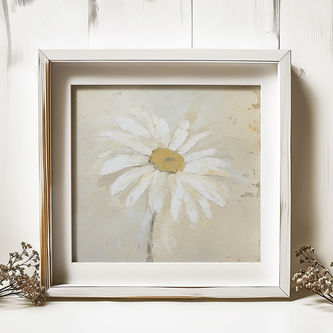 Daisy Flower Oil Painting, Minimalist Floral Art Print - Image 2