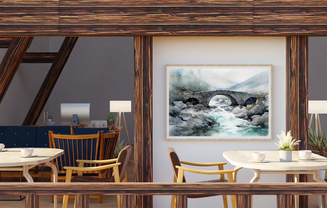 Isle of Skye Watercolor Travel Poster, Scottish Bridge - Image 3